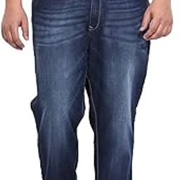 Plus Size Men's Stretchable Mid-Rise Comfort Fit Clean Look Blue Cotton Jogger Jeans for Men-picture-30