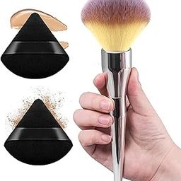 Eltihr Foundation Powder Large Brush and 2 Pieces Triangle Powder Puffs Face Cosmetic Powder Puff Washable Reusable Sponge For Blending Liquid,Cream and Flawless Powder,Buffing, Blending,Concealer-picture-7