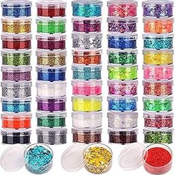 Belicia 36 Boxes Holographic Chunky Glitter Sequins, Iridescent Glitter Flakes for Nail Art,Eyeshadow,Cosmetic,Makeup. Body Face Glitter for Festival, Halloween-24