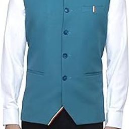 Men's Slim Fit Sleeveless Bandhgala Waistcoat (Blue_40)-picture-44