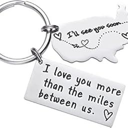 Long Distance Relationship Keychain I Love You More Than The Miles Between india away going keychain-16