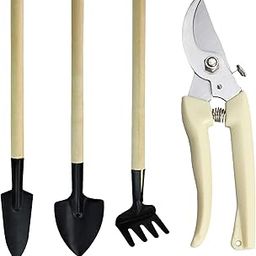Premium Gardening Tools Combo - Flower Cutter/Pruner/Gardening Claw Gloves/Hand Cultivator, Big Trowel, Garden Fork (Bonsai Tool+ White Pruner)-picture-32