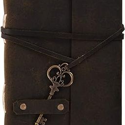 Anshika International Artificial Journal Writing Notebook Unique Handmade Embossed Travel Diary with Classic Style and Formate with Key Rope - Brown-image-0