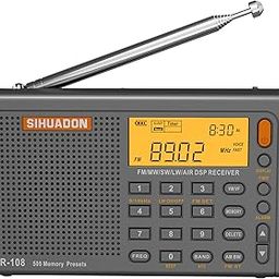 RADIWOW SIHUADON R108 Shortwave AM FM Digtial Radio LW MW AIR Band DSP Full Band Portable Radio Battery Operated with Sleep Timer Alarm Clock 500 Memories preset Stations for Family（Grey）-image-30