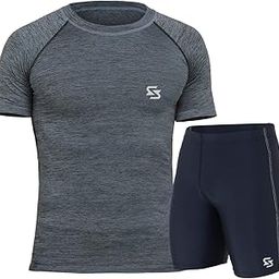 Apparels Nylon Compression Stretchable with Flat Look Top Half Sleeve Tights T-Shirt for Sports Gym Short Combo-image-54