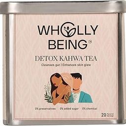 Wholly Being - Detox Kahwa Tea with for skin glow and gut detox with Nutmeg, Sea Buckthorn, Rose Petals, Orange Peels(20 tea bags)-image-89