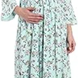 mamma's maternity Women's Long Length Flower Maternity | Feeding | Nursing Dress | Dress for Mothers | Comfortable and Trendy Maternity Wear-picture-2