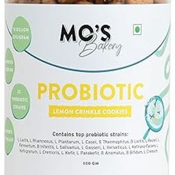 Mo's Probiotic Cookies, 300 G | Lemon Crinkle Digestive Cookies | Probiotic Supplement With 13 Billion CFU | 33 Probiotic Strains | Improve Digestion & Gut Health | Probiotics for Women | Snack Supplement-1