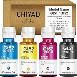CHIYAD Refill Ink for HP GT53XL & GT 52 for HP Ink Tank 115 310 315 319 410 415 416 419 455 500 515 520 525 530 589 615 750 790 670 GT5810 GT5811 GT5820 (GT51 Set + GT52 CMY)-image-66