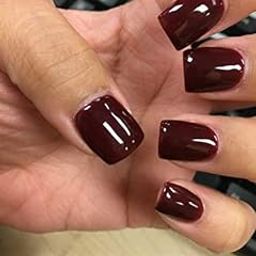 KLOSS BEAUTY JESSICA ALBA press on nails Artificial Nails, Reusable Fake Nails, Set of 22 false nails Universally sized nail extensions for women Press- On nails, Longlasting fake nails with Glue GLOSSY Finish ( Maroon )-11