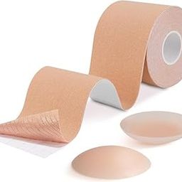 Pure Cotton Waterproof Boob Tape, Breast Lift Tape and Nipple Covers, Push up Tape and Breast Pasties Strapless Bra Tape Chest Support Tape Girls and Womens Brown #viralboobtape-image-1