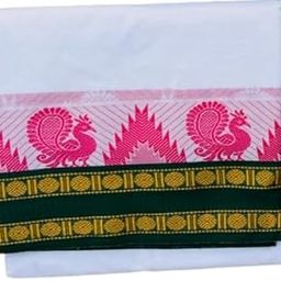 Traditional Pure Cotton Dhoti with Zari Border – 9x5 Size – Ethnic Wear for Men – Handloom Inspired Soft Fabric-image-32