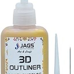 3D Outliner Glitter Kit, 25ml Multi-Surface-Stone, Diya, Metal, Canvas, Earthen Pot & Metals for Artist, Kids, Crafting (Golden, 1 Pc)-0