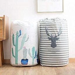 AUXA Printed Round Drawstring Clothes Quilt Blanket Organizer Bag Large Foldable Bag Home Organizers Accessories | Foldable round drawstring storage bag 1pc (Random Printed Round Drawstring Bag)-picture-40