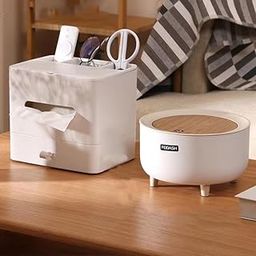 Juflix Mini Countertop Trash can, Desktop Wastebasket with Lid, Tiny Plastic Desk Countertop Garbage for Office, Bathroom Vanity, Desktop, Tabletop or Coffee Table-image-124