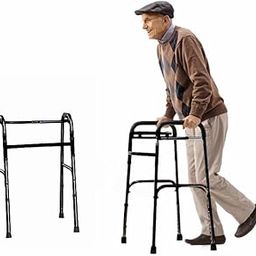 STERGIC NEXT Adjustable Walker with Foldable Aluminum Frame | Lightweight, Premium Rubber Shoes | Height Adjustable Up to 18cm | Supports Up to 120kg | Black & Blue Color Options for Everyday Mobility Support-image-49