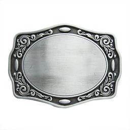 Antique Brushed Silver Western Flowers Trims Blank Belt Buckle Boucle de Ceinture-image-62