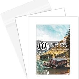 10 of 18x24 White Pre-Cut Acid-Free whitecore mat for 12x18 + Back+Bag-image-6