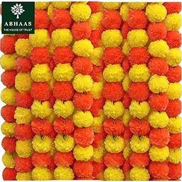 10Pcs Artificial Marigold Garland for Decoration Pooja Room Toran Indian Genda Phool for Wedding & Festivals Diwali Pongal (Orange+Yellow) /4.7 Feet/Set of 10 Strings, 147 cm, 147 Cm-image-58