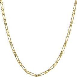 Golden Figaro Chain 2.5 mm, 24K Gold with Inlaid Bronze, Pendant Necklace for Women 16 to 30 Inches (20)-image-68