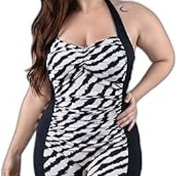 Black and White Printed Halterneck Sleevless Padded Legsuit for Women| Swimming Suit for Women-image-24