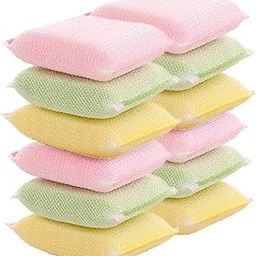 LandVK Scratch Proof Kitchen Utensil Scrubber Pads for Dishwashing, Bathroom and Toilet Cleaning, 19mm, Multicolor, Pack of 36-image-3