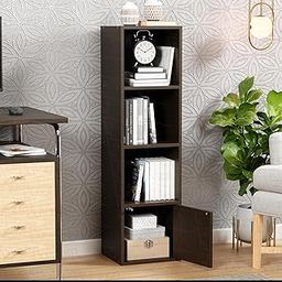 Lukzer 4 Layer Wooden Book Rack/Shelf/Stand | Multipurpose Storage Cabinet & Bookshelf with Open & Enclosed Shelves | Compact Organizer for Bedroom, Kitchen, Living Room & Office (MR-023/Wenge)-20