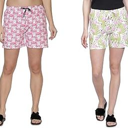 Womens Cotton Printed Shorts | Lounge Shorts(Pack of 2)-image-6