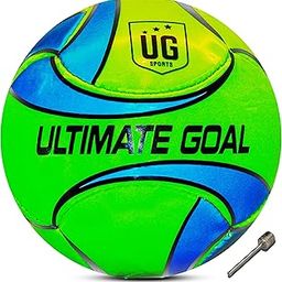 UG Sports Machine Stitched Football for Kids and Teens |Suitable for Hard Ground Without Grass, Training | Professional Soccer PVC Head Shooter Football Size- 3 (Green&Blue)-image-34