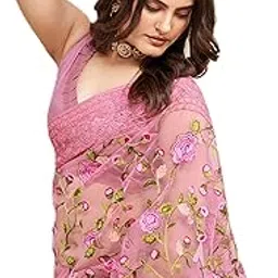 vairagee Women's Beautiful Soft Net Embroidery Saree With Unstitched Blouse 6079-picture-0