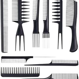 MORBEE Heat-Resistant Comb Set – 10-Piece Black Styling Combs for All Hair-50