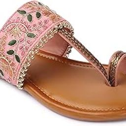 KKF Footwear, Women's Kolhapuri Ghungroo Sandal Jaipuri Chappal Ethnic Flat Slipper for Ladies Girls Sizes 3 to 8-image-55