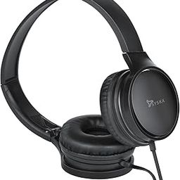 SYSKA HS500 Over-Ear Wired Headset, HD Sound & in-Built Mic, Headset with Comfortable Ear Cushions, 1.2m Cord (Jet Black)-image-1