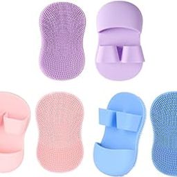 NentMent 6 Pack Face Scrubber Mini Facial Brush Silicone Wash Exfoliator Finger Glove Pads Handheld Cleansing Brushes Tool for Skin Care Deep Clean Blackhead Acne Pore Removal-image-29