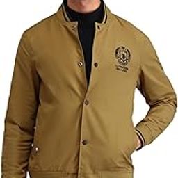 Men's Brown Logo Round Neck Long Sleeve Casual Polyester Regular Fit Varsity Jacket-picture-13