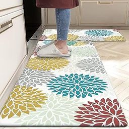 ishro home Velvet Premium Kitchen Mats for Floor | Kitchen Runner for Floor | 2 Pcs Set | Anti-Skid & Machine-Washable | (Breeze Multicolor)-21