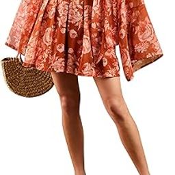 Rust Floral Pleated Shorts-image-36