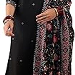 Kurta Set For Women - Black Roman Silk Sequence Mirror Work Embroidered Kurta With Pant And Georgette Digital Printed Dupatta-image-22