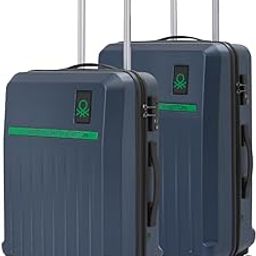 Cobalt Unisex Set of 2 Polyester Hard Luggage - Navy, Cabin+Mid Trolley Bag with 8 Wheel-image-39