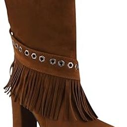 Black Fringe High Heel Boots-image-16