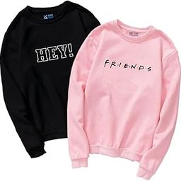 Combo Pack of 2 | Women's Cotton Round Neck Regular Fit Casuals |Full Sleeves Sweatshirt | F.R.I.E.N.D.S & Hey Printed |Comfort Colour| Available Multicolor & Size Small to 2XL-33