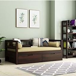 Woodstage Sheesham Wood Sofa Cum Diwan For Living Room Bedroom Wooden Couch With Storage Box (Walnut Finish) | 1 Year Warranty - 3 Seater-image-22