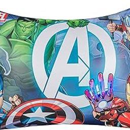 Kuber Industries Marvel Avengers Print Kid's Pillow|Polyester Super soft Kids Pillow for Sleeping & Travel,12 x 18 Inch,(Sky Blue)-14