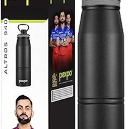 Pexpo Altros 1000 Pro Stainless Steel Hot & Cold Vacuum Insulated Flask, 940ml, Knight Black |Leak Proof| Easy to Carry Loop Handle |Sports Water Bottle| Trekking |Gym| Office | Home | RCB Edition-14