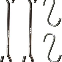 Q1 Beads 9 mm Stainless Steel 2 Pcs Jhula Rod Link Saliya with 2 Pcs S Hooks (8 mm) Heavy Duty (Chrome)-image-81