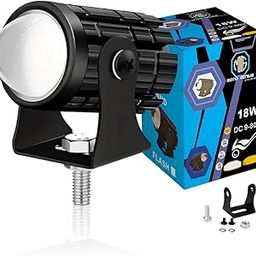 MOTO GENIUS 18W LED Projector Fog Light for Motorcycle | Dual Color Yellow & White | Headlight Spotlight with Lens | Universal Fit Motorbike Lighting System-22