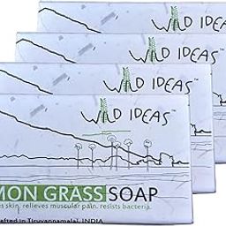 Wild Ideas Natural Hand Crafted Body Soap - Pack of 4 - Each 100 gm - Lemongrass Body Bath Soap-image-39