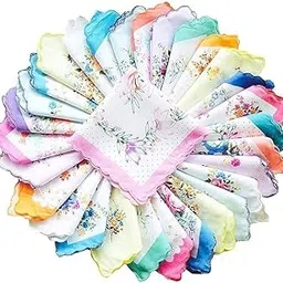 aenon fashion is my passion Women's 100% Cotton Cut Work Bordar Floral Pattern Handkerchief/Ladies Hankies (Size_30CM X 30CM)-picture-22