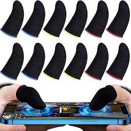 12 Pieces Finger Sleeves for Gaming, Thumb Sleeves Mobile Gaming Anti-Sweat Breathable Seamless Touchscreen Mobile Game Controller Finger Covers Set for PUBG-image-33