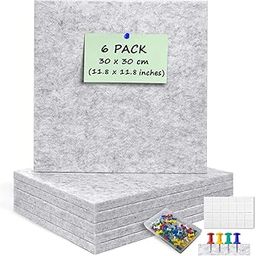 Fennec Mart Felt Pin Board for Wall 12mm Thick Bulletin Board Tiles with Adhesive Tapes & 50 Push Pins, 30x30cm Felt Cork Panel for Photo, Notes, Home Office, School, Memo Display (Light Grey 6 Pcs)-picture-23